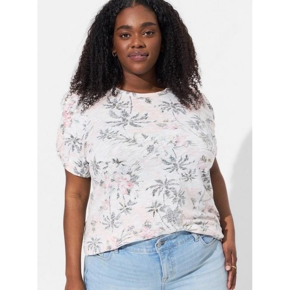 NWT Torrid Cotton Modal Slub‎ Crew Twist Sleeve Tee 1X
